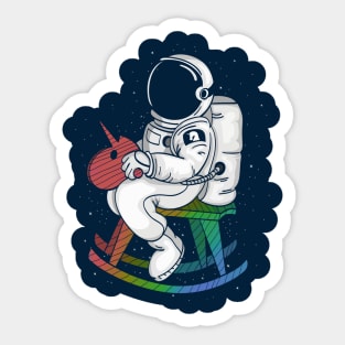 astronaut boy riding woor unicorn Sticker